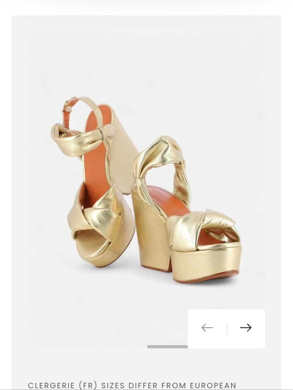 Robert Clergerie Metallic Gold Knotted Platform Wedges
